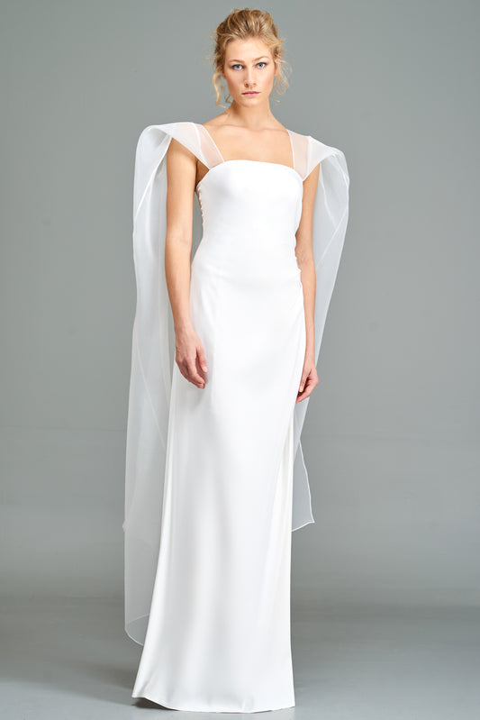 Organza Cape Detailed Gown