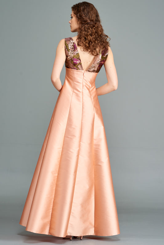 Bow-Detailed Jacquard Gown