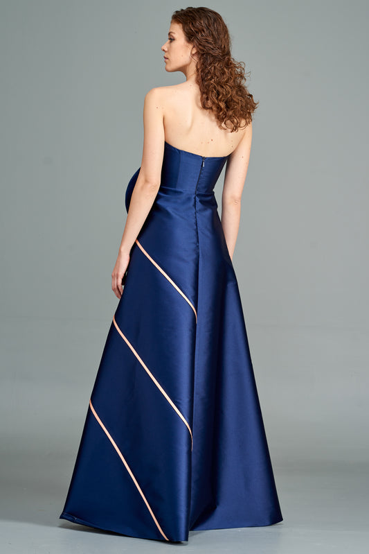 Two Toned Piping Taffeta Gown