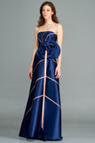 Two Toned Piping Taffeta Gown