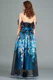 Draped Floral Jacquard Gown