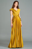 Pleated Satin Gown