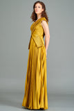Pleated Satin Gown