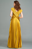 Pleated Satin Gown