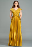 Pleated Satin Gown