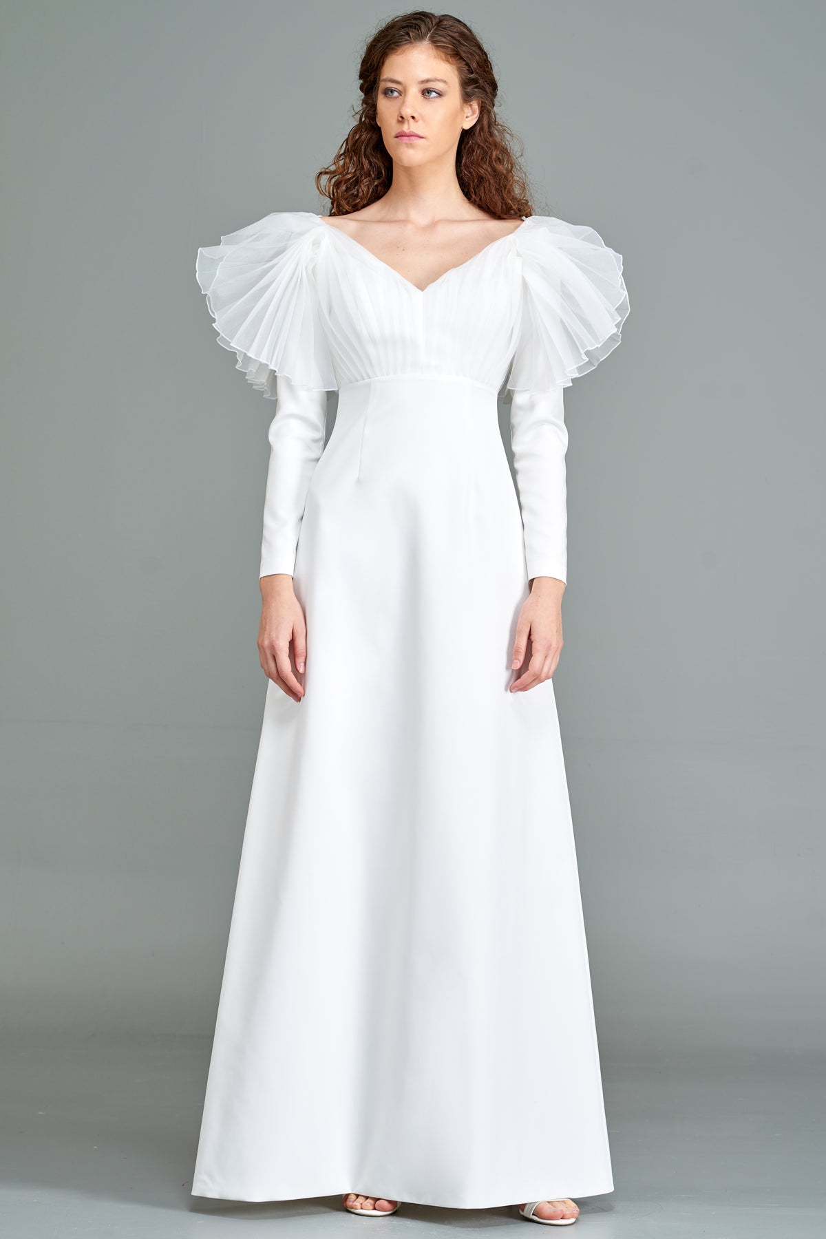 Organza Pleated Gown