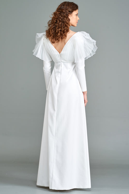 Organza Pleated Gown