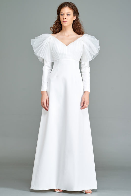 Organza Pleated Gown