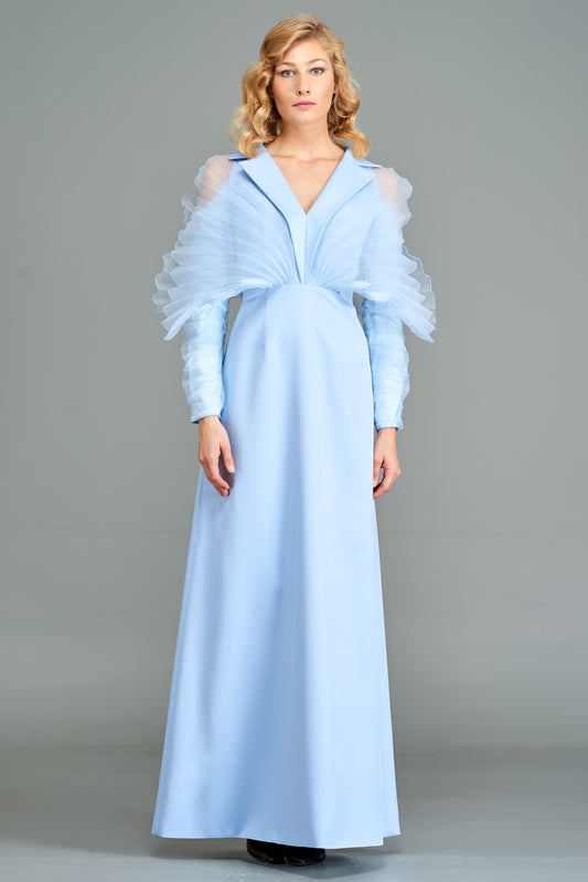 Pleated Organza Detailed Gown