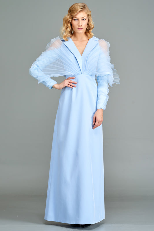 Pleated Organza Detailed Gown