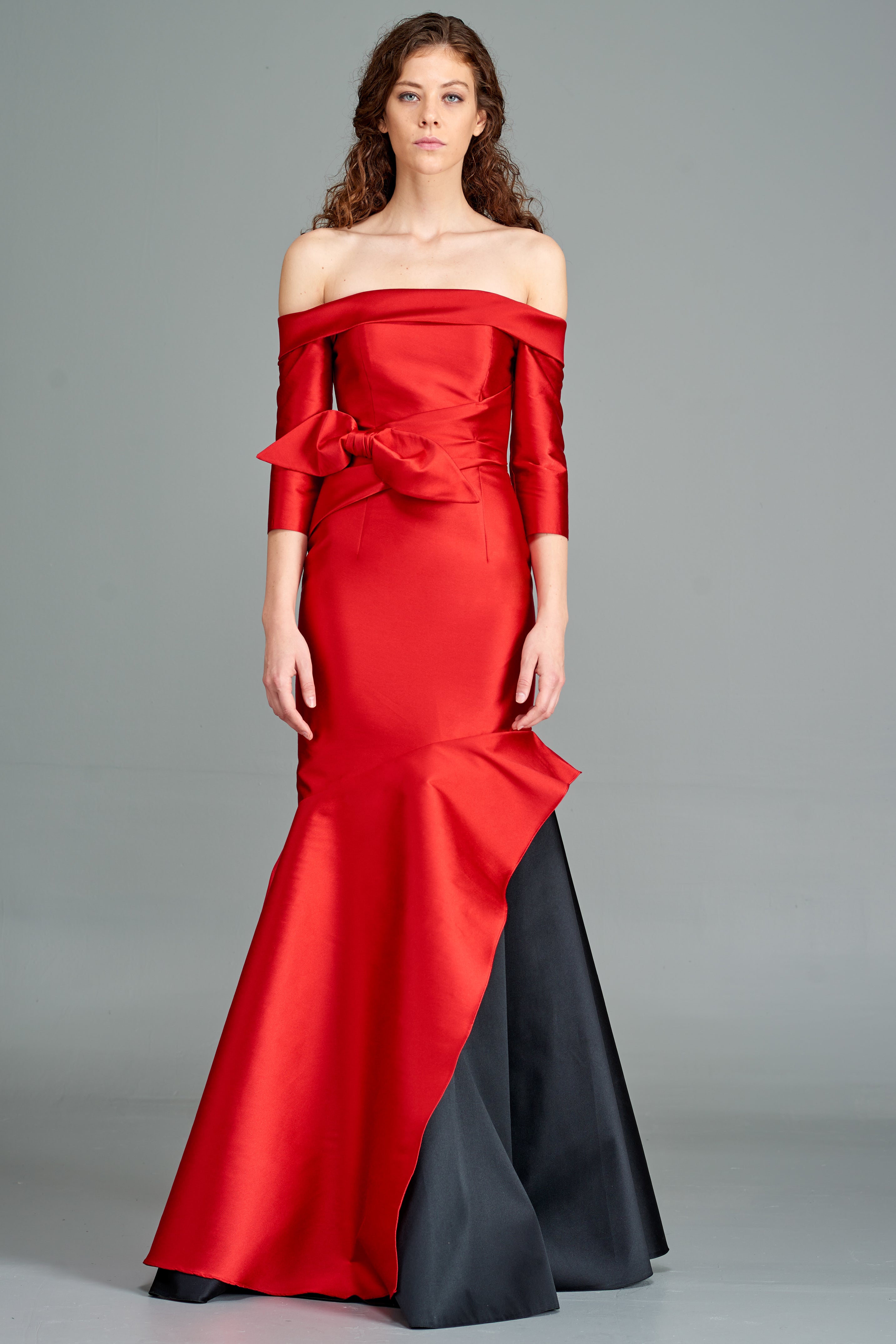 Two Toned Off-Shoulder Taffeta Gown