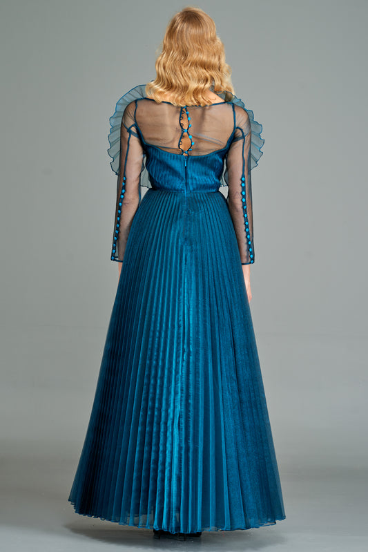 Pleated Organza and Faille Gown