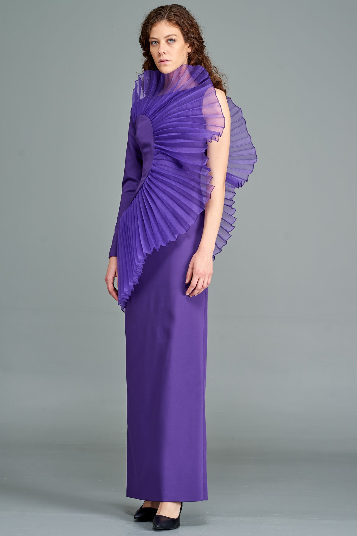 Pleated Detail Long Dress