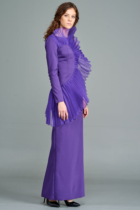 Pleated Detail Long Dress