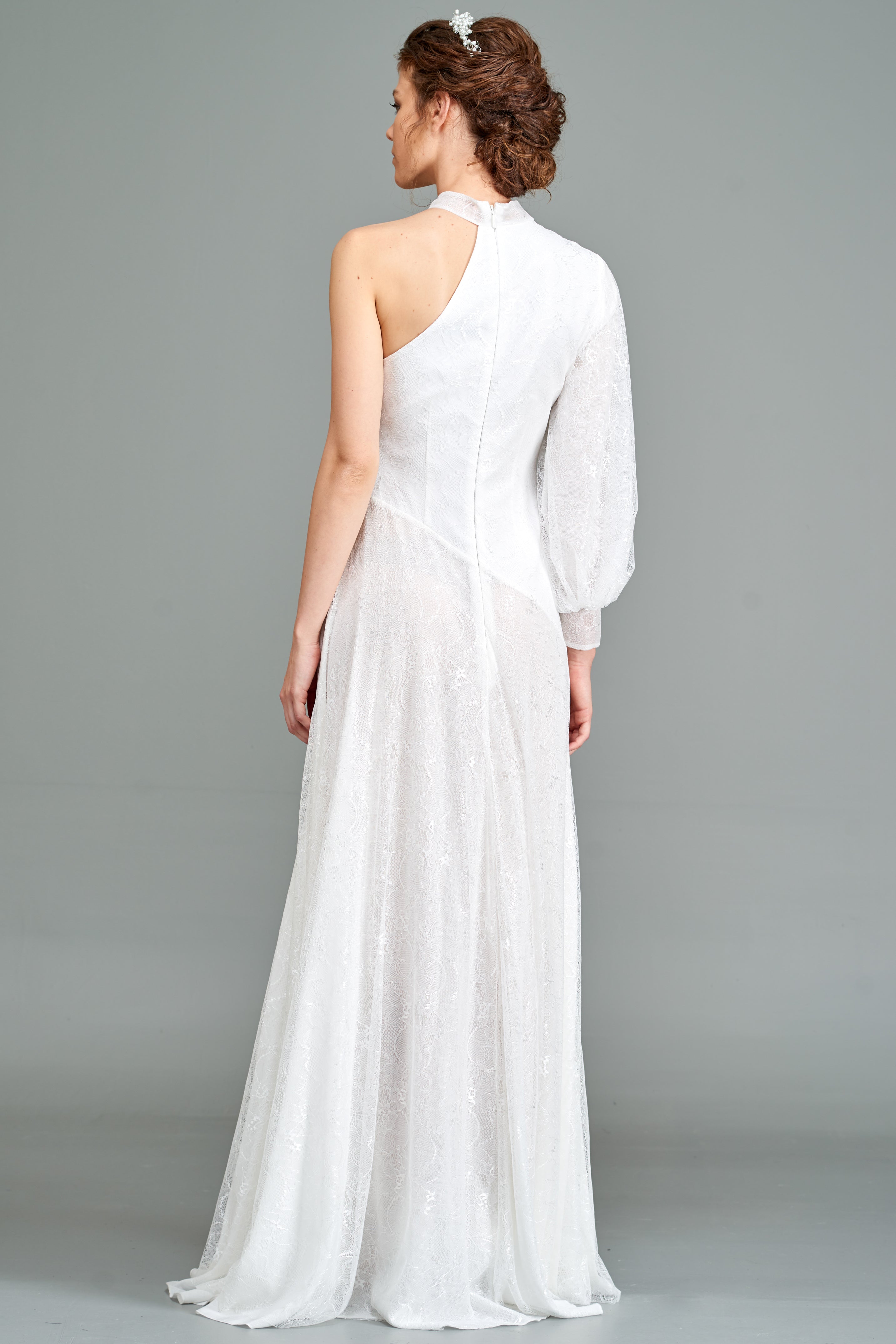 One-Shoulder Lace Long Dress