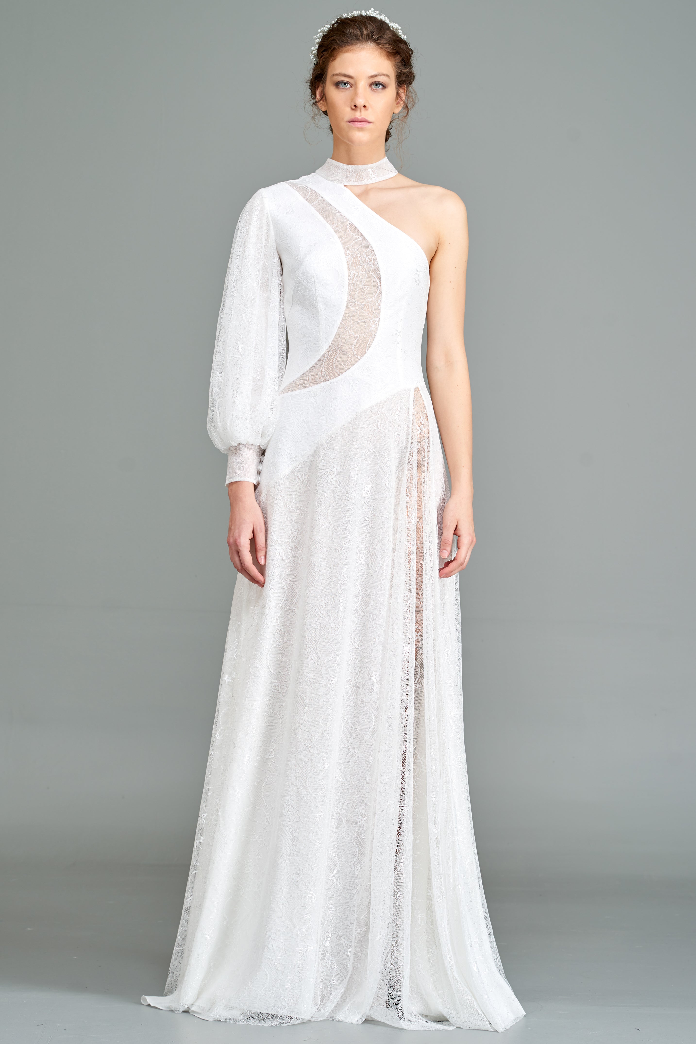 One-Shoulder Lace Long Dress – John Paul Ataker