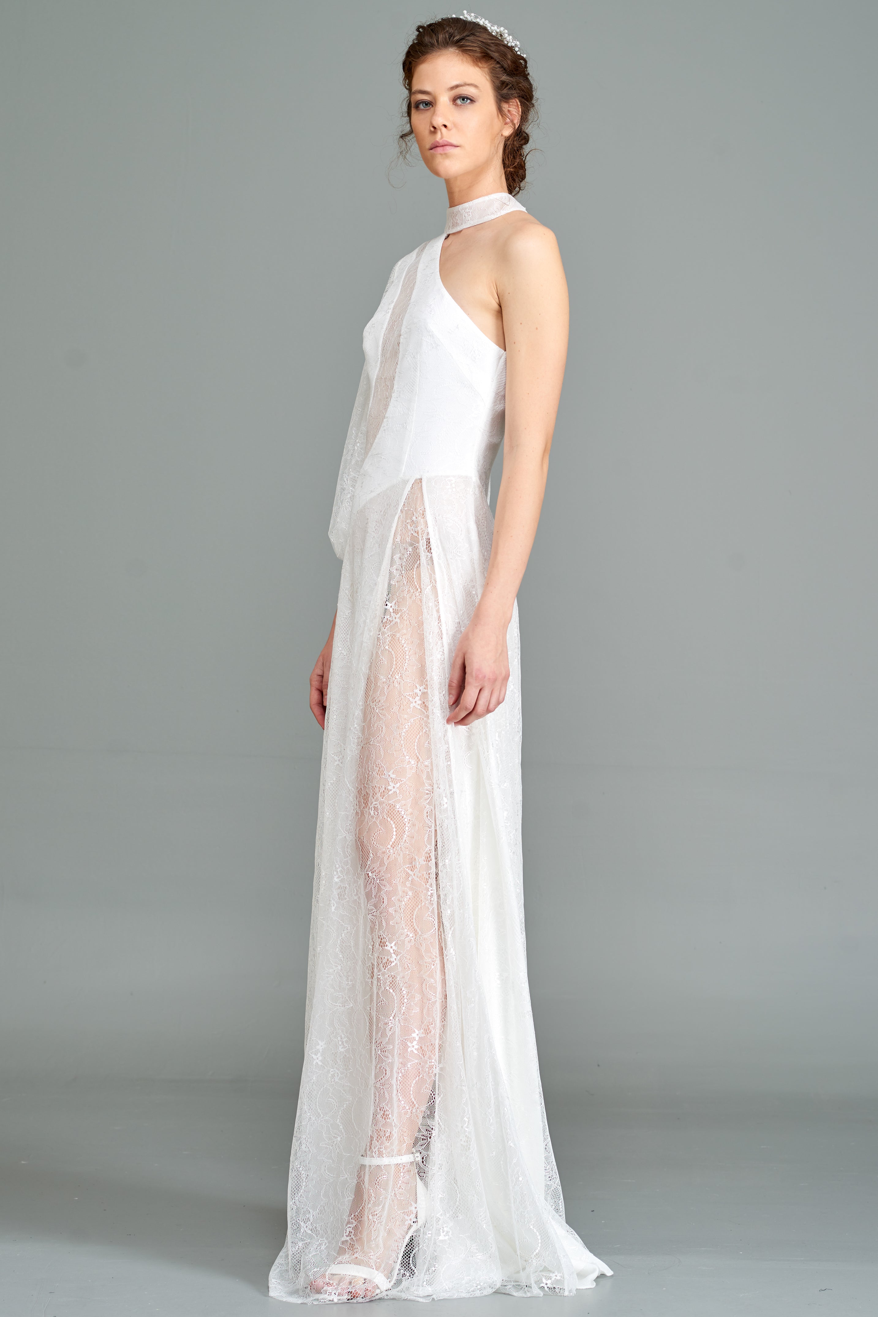 One-Shoulder Lace Long Dress