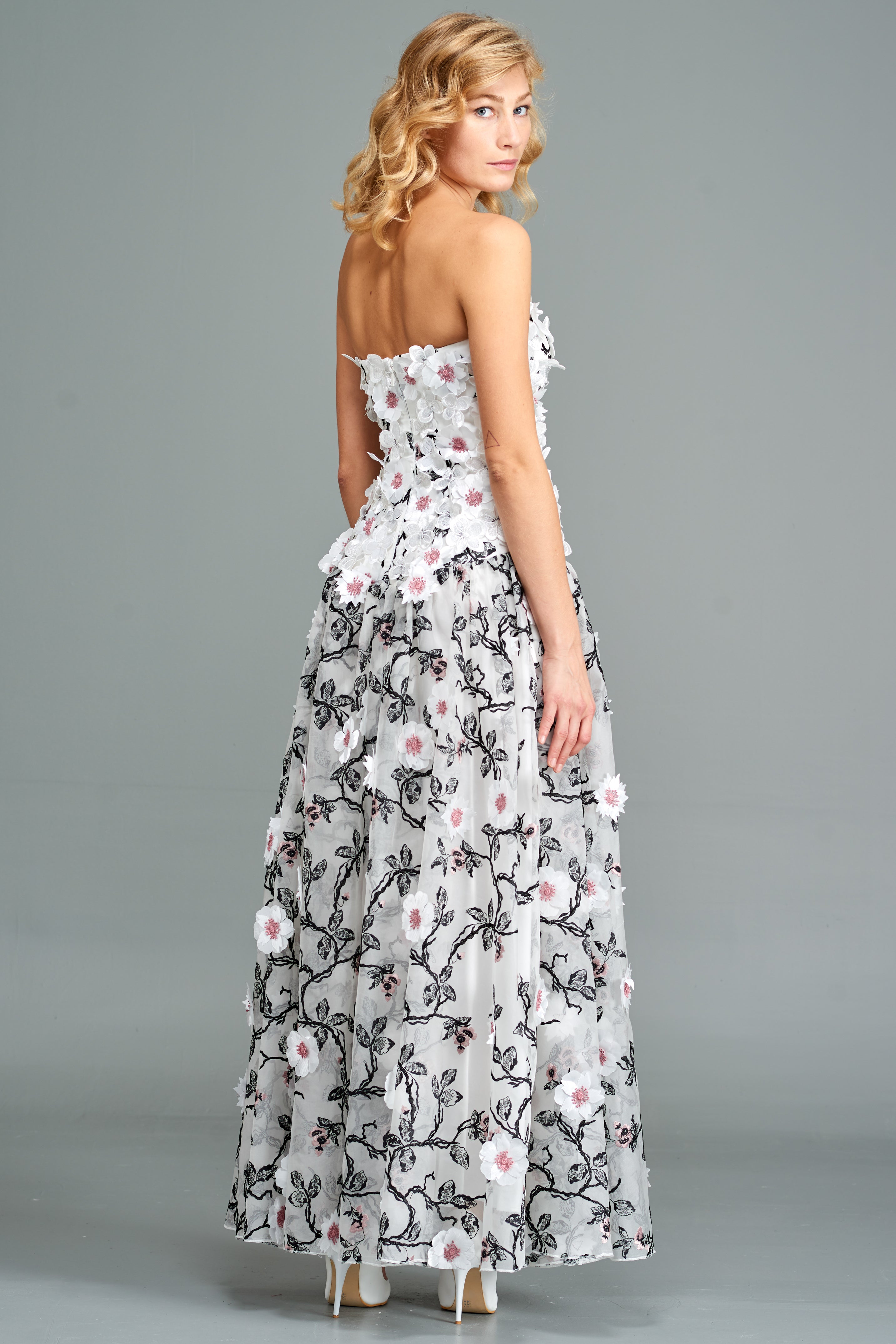 3D Flower Applique Gown Black 3D Flower Applique Gown Black