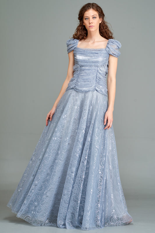 Draped Lace Gown