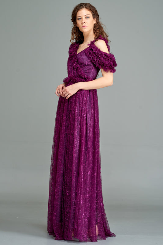 Ruffled Lace Gown