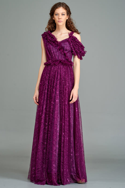 Ruffled Lace Gown