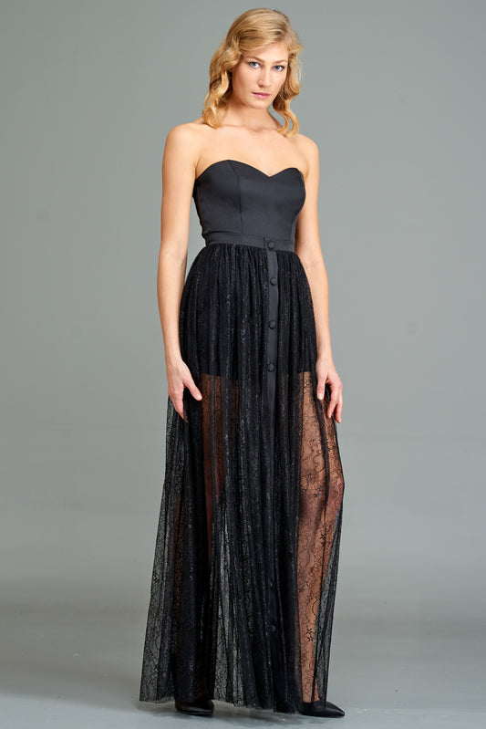 Faille Jumpsuit and Lace Overskirt