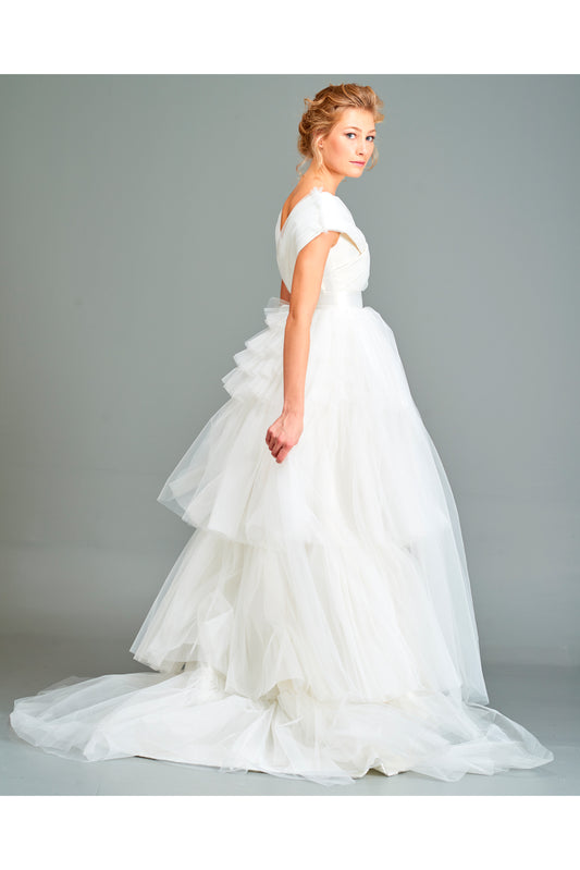 Draped Tulle Gown