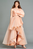 Draped Taffeta Bodice and Organza Layered Gown