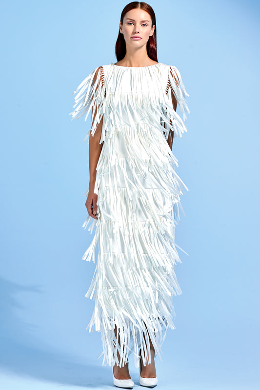 Laser Cut Fringe Shaped Dress