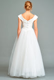 Draped Off-Shoulder Tulle Gown