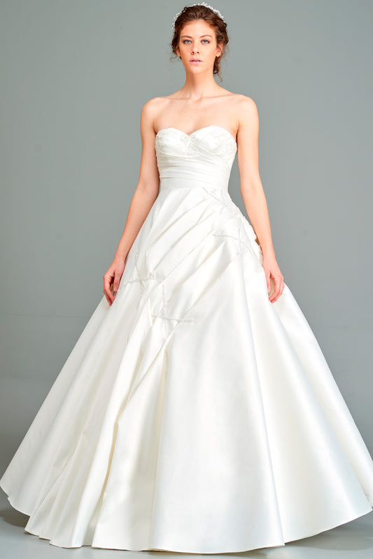 Hand Beaded Taffeta Draped Wedding Dress