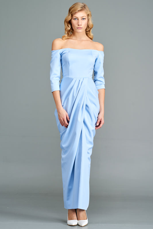 Draped Off-The-Shoulder Gown