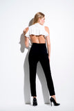 Ruffled Viscose Jacquard Top and Mesh Detailed Pant