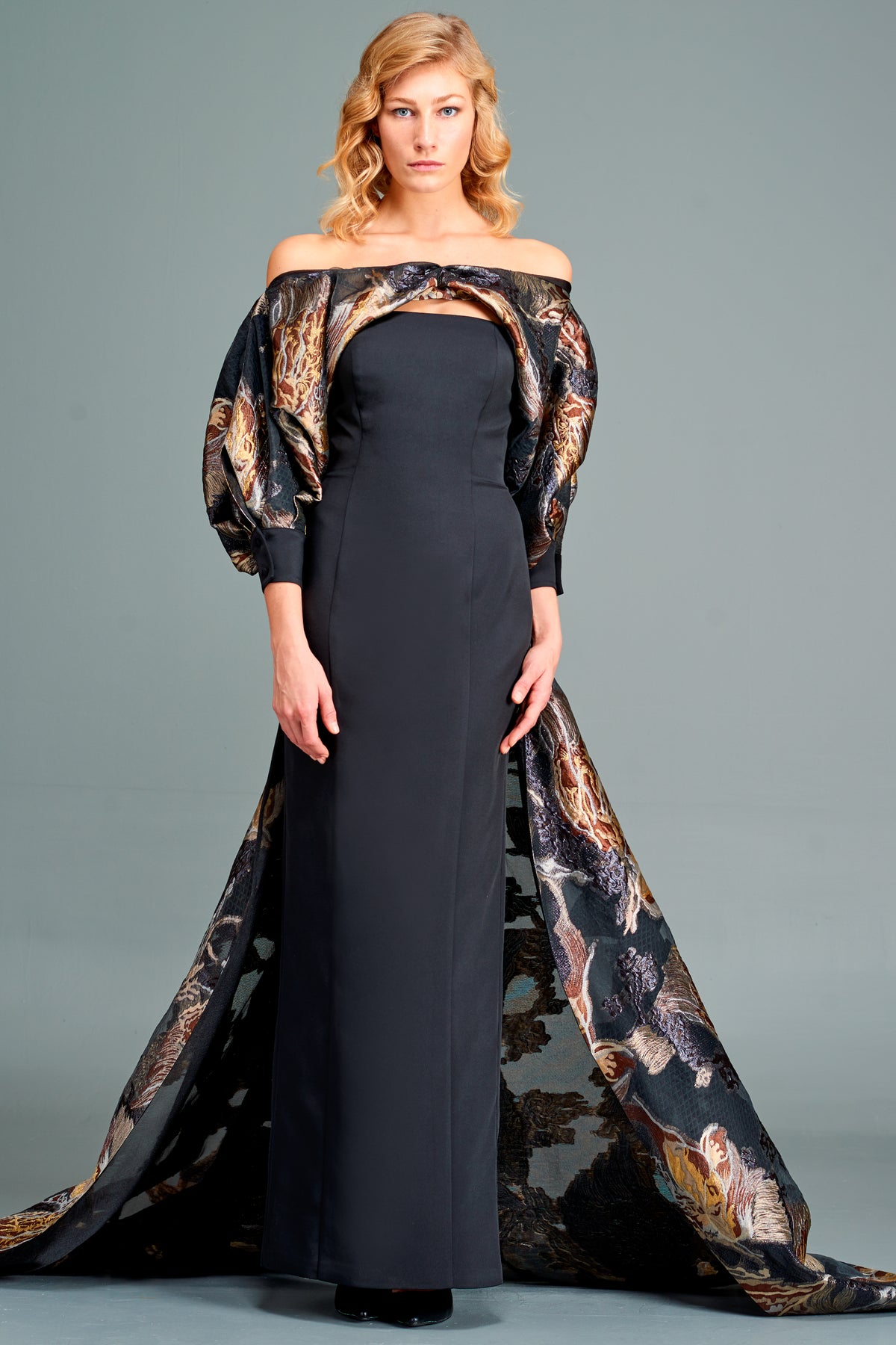 Strapless Dress with Jacquard Bolero John Paul Ataker Strapless Dress with Jacquard Bolero John Paul Ataker
