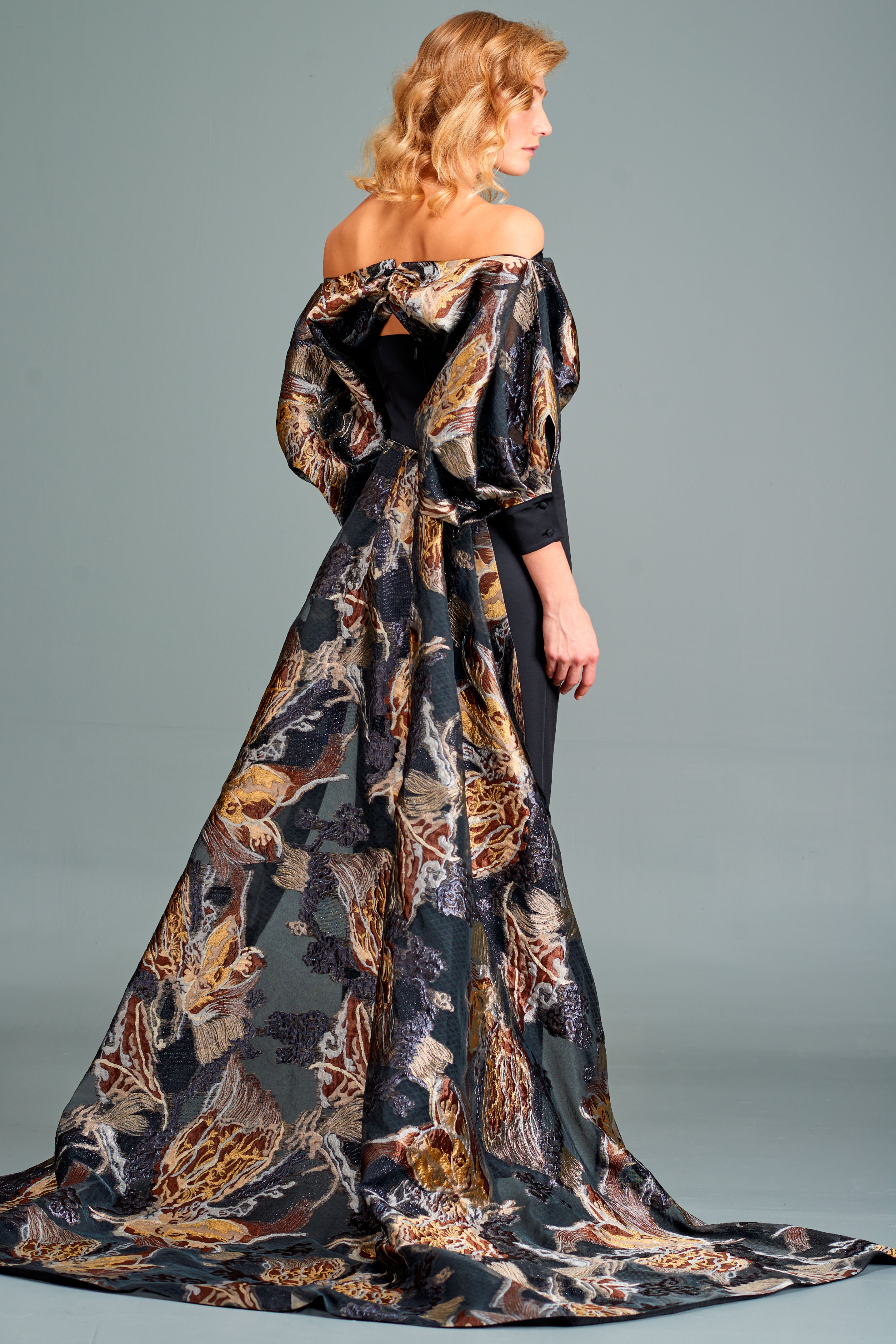 Strapless Dress with Jacquard Bolero
