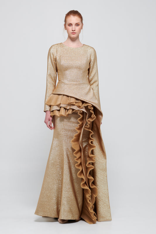 Long Sleeve Gold Dress