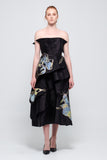 Fan Effect Strapless Midi Gown