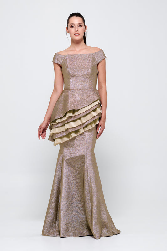 Off The Shoulder Two Tone Mermaid Dress