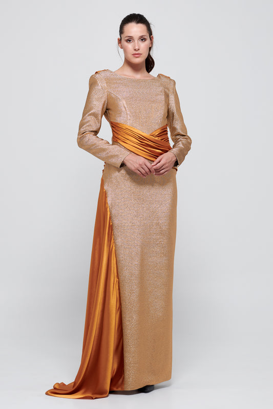 Long Sleeve Orange Gown