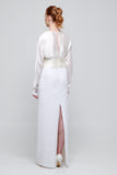 Two Tone Dolman Sleeves Column Long Dress