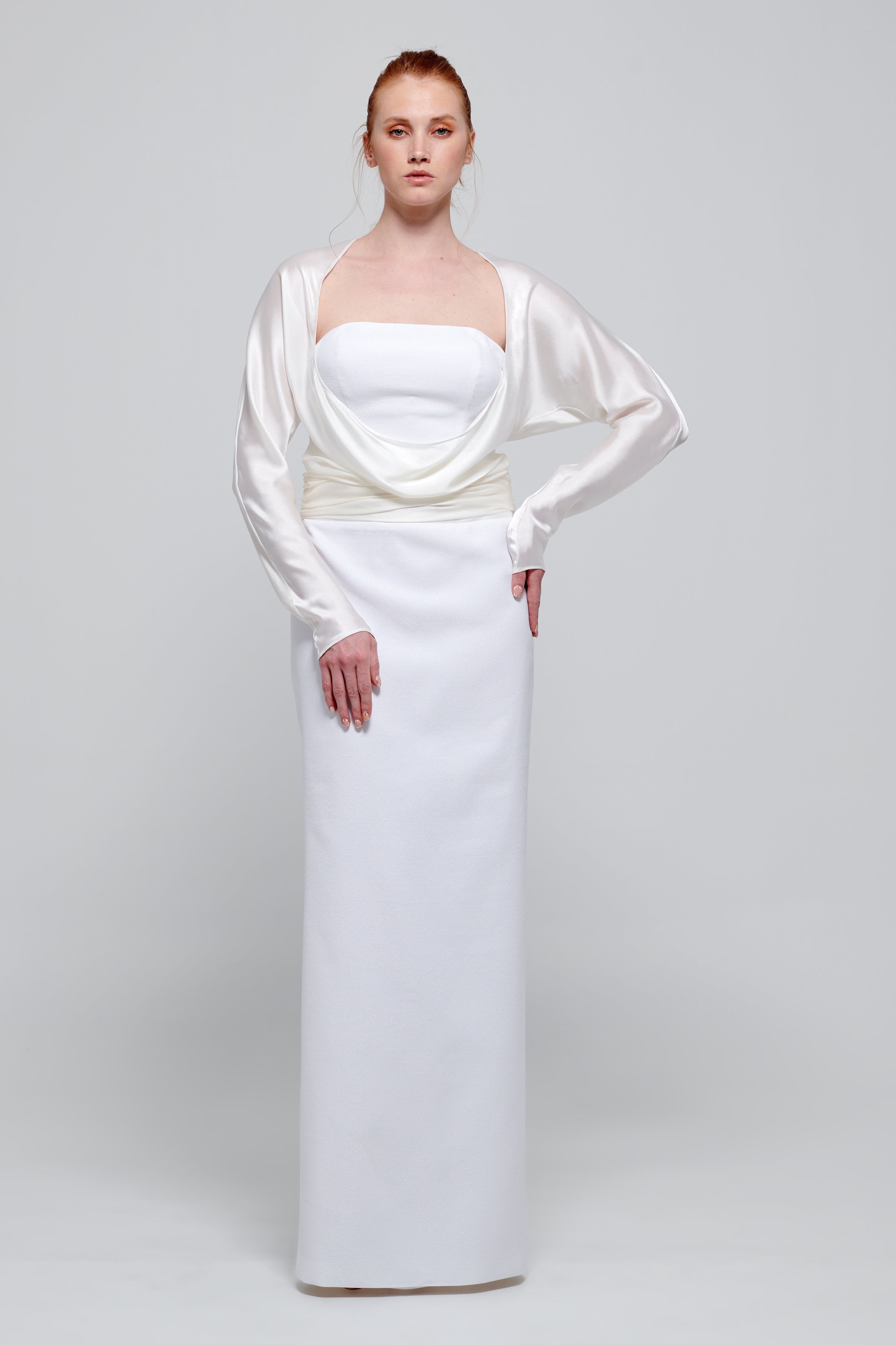 Two Tone Dolman Sleeves Column Long Dress Two Tone Dolman Sleeves Column Long Dress