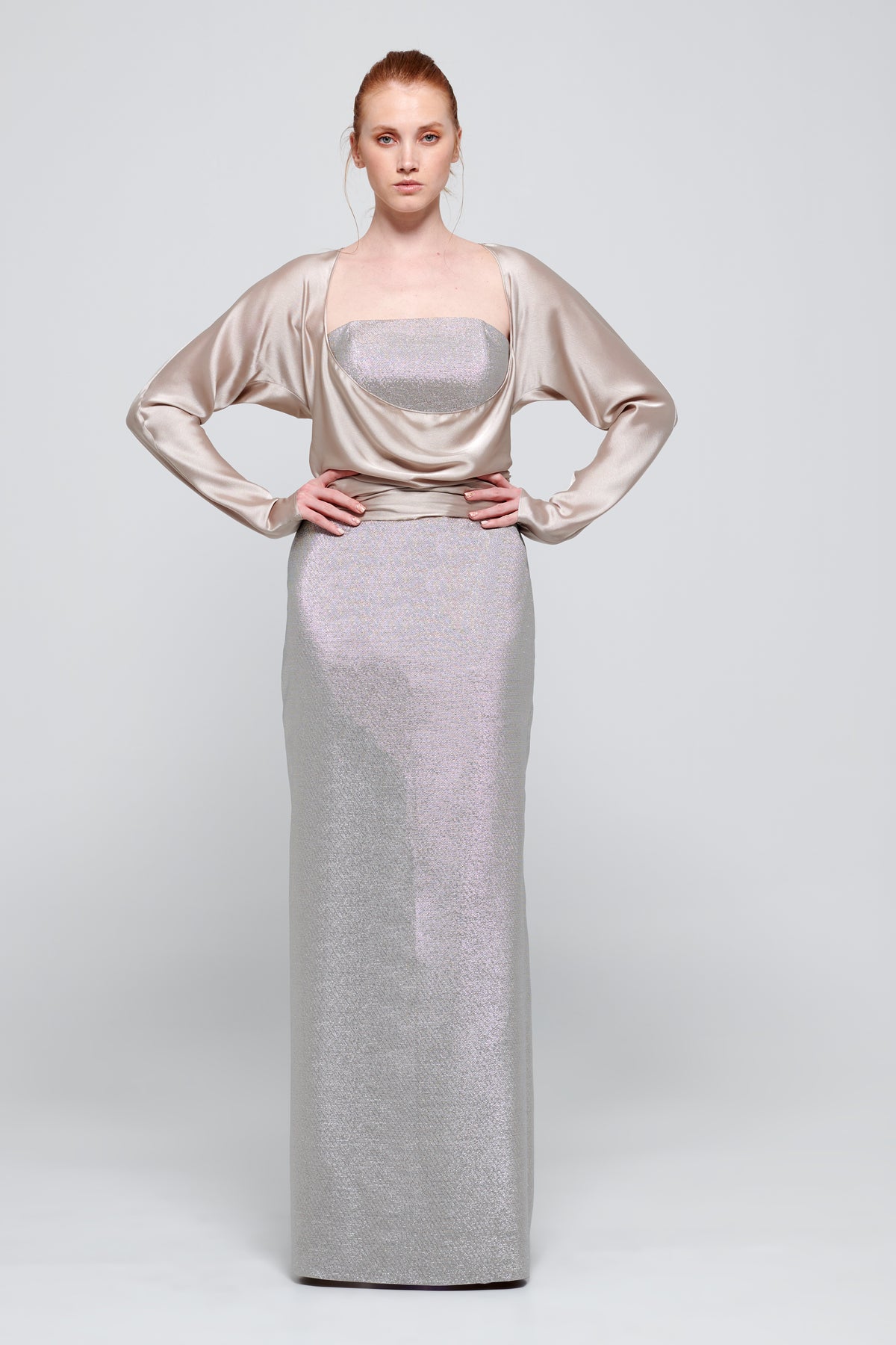 dolman sleeve evening dress La Femme 30885 - Dolman Sleeve Sequin Evening Dress 18 / Navy