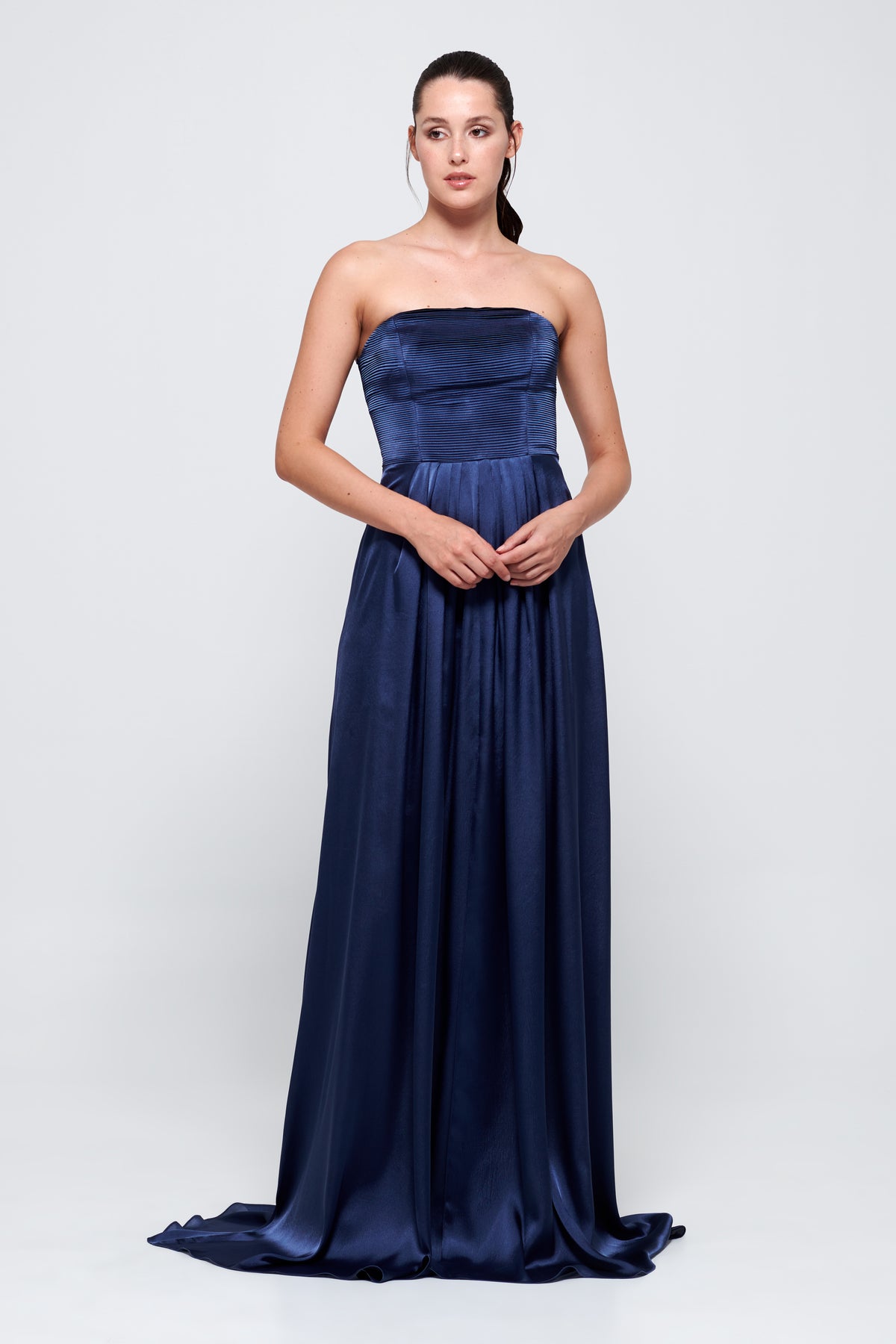 navy blue satin strapless dress Altar'd State | Paityn Strapless Maxi Dress | NAVY | Material: 97% Polyester, 3% Spandex