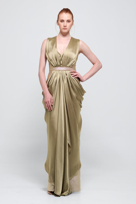 Draped Satin Silk Gown