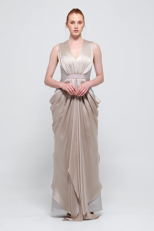 Draped Satin Silk Gown