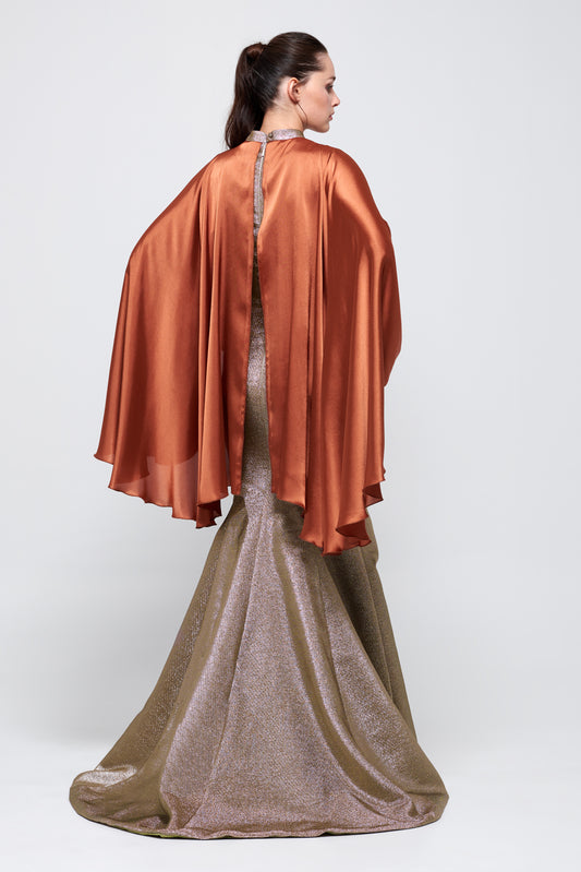 Cape-Effect Long Dress