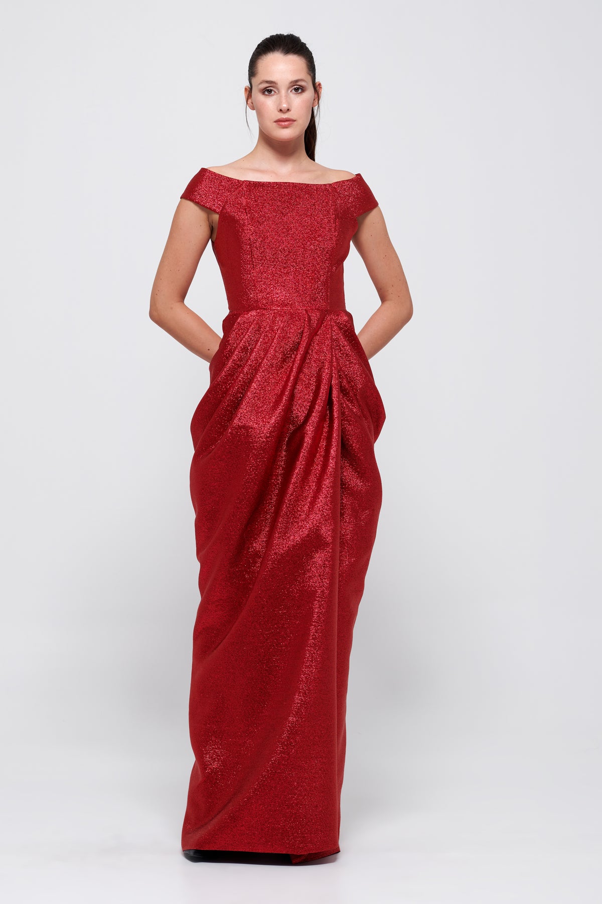 Off-The-Shoulder Red Long Dress