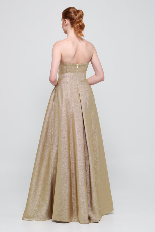 Strapless Long Gold Dress