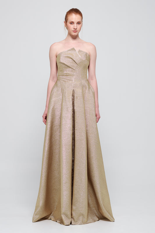 Strapless Long Gold Dress