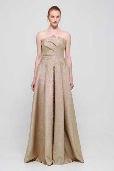 gold strapless dress long Miss Circle Women's Lainey Satin Sequin Pearls Beaded Maxi Up Back Embellishment ZAPAKA Women Strapless Long Prom